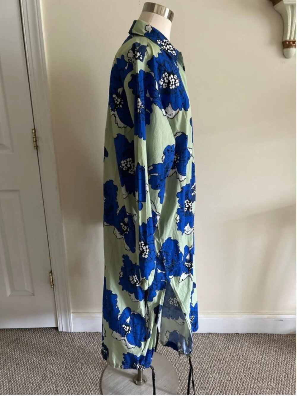Anthropologie Dhruv Kapoor Floral Midi Shirtdress Cotton Blue Green Dress size M - Picture 5 of 10